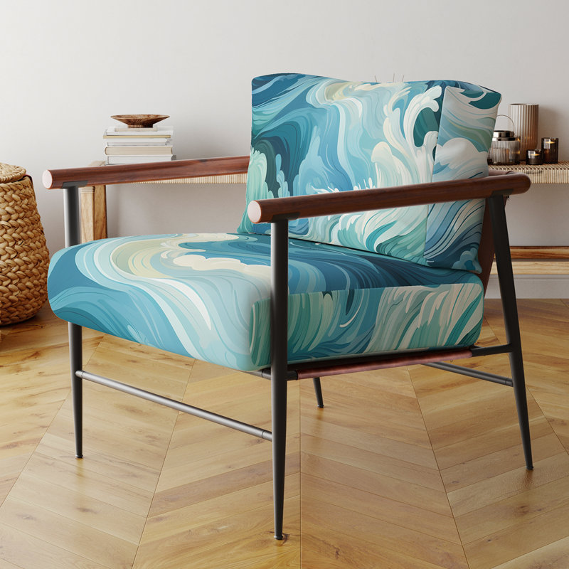 Fauteuil d'appoint rembourré abstrait Ocean Spray, Doré