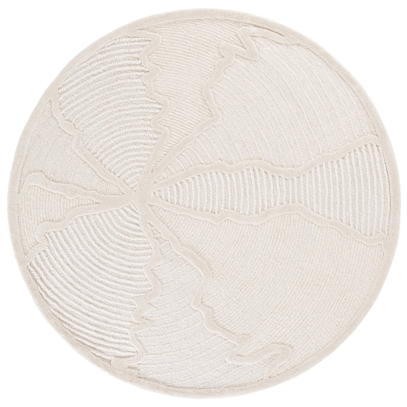 Abstract Hand Tufted Wool; Cotton Abstract Indoor Rug, Round 6'