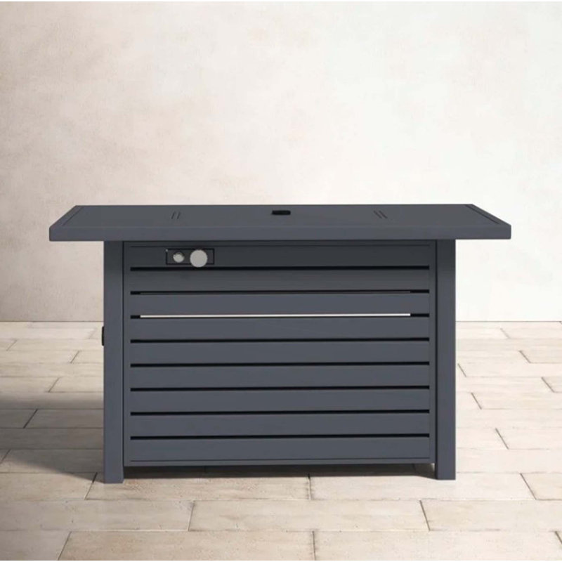 Steel Propane/Natural Gas Outdoor Fire Pit Table with Lid, Gray