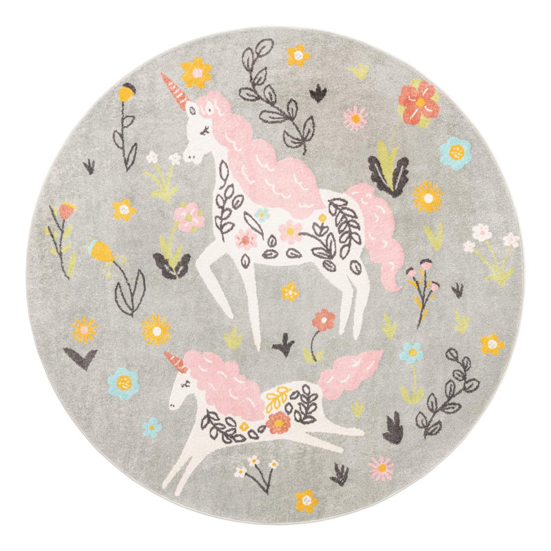 Tapis gris Whimsy, Rond 7 pi 10 po