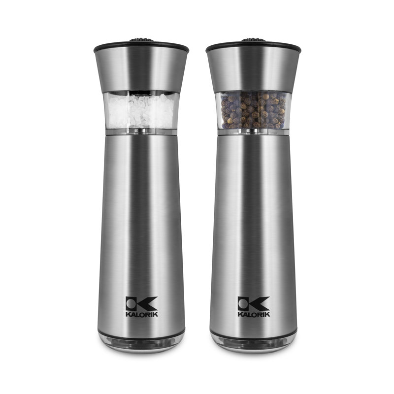 Ensemble moulin à sel et à poivre Kalorik, Acier inoxydable, 7,33 po x 2,5 po x 2,5 po