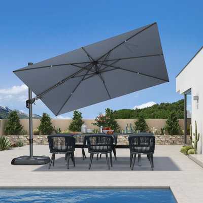 11' X 8' Left-right Tilting Patio Umbrella Outdoor Cantilever Swivel Rectangle Umbrella with Tilt Aluminum Offset Umbrella with 360-degree Rotation for Garden Deck Pool Patio Light Grey