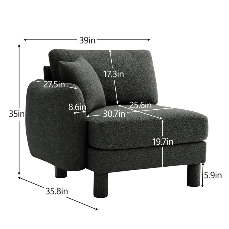 Lucas LSF Sofa W/Pillow Polyester-Dark Grey