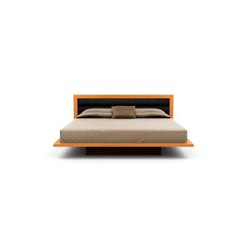 Moduluxe Upholstered Bed, California King, Onyx, Natural Cherry