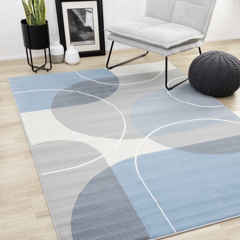 Tapis géométrique moderne crème, gris, Fresno, Rectangle 5 pi 3 po x 7 pi 5 po