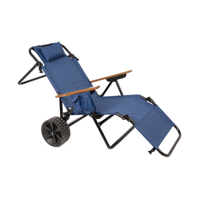 Chaises de plage avec roulettes 2 en 1 Chaise longue de plage pliable avec chariot à chariot intégré parfait pour la piscine ou le pique-nique dans la cour arrière