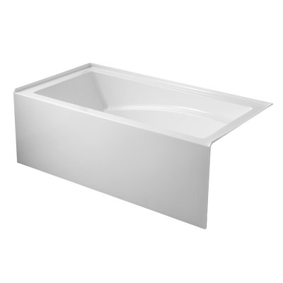 Kingston Brass Aqua Eden 60-Inch Acrylic Rectangular 3-Wall Alcove Tub with Armrest and Anti-Skid Surface