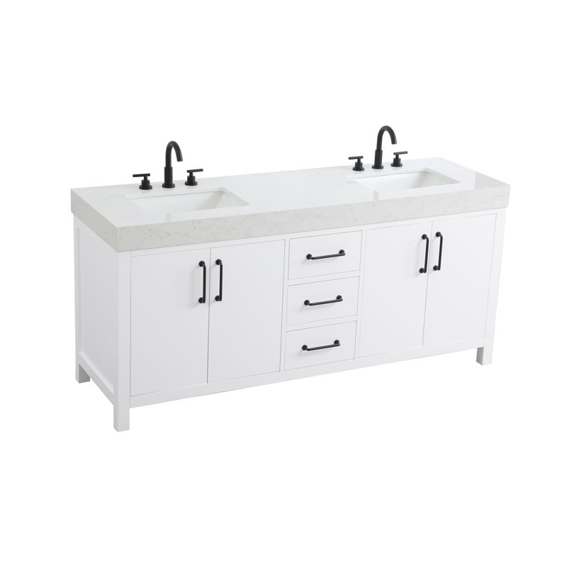 Meuble-lavabo double 72 po_Traditional_VF60672, Blanc