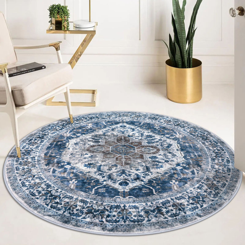 Tapis d'intérieur antidérapant Jodhveer , Rond 5 pi