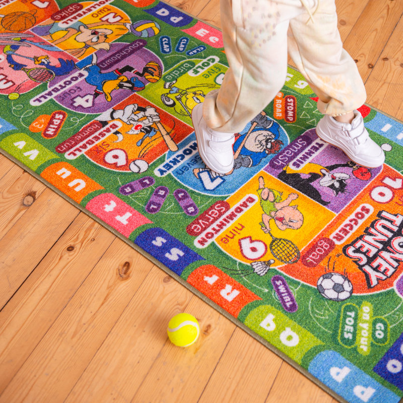 Looney Tunes Educational Hopscotch Kids Rug with ABCs and Numbers