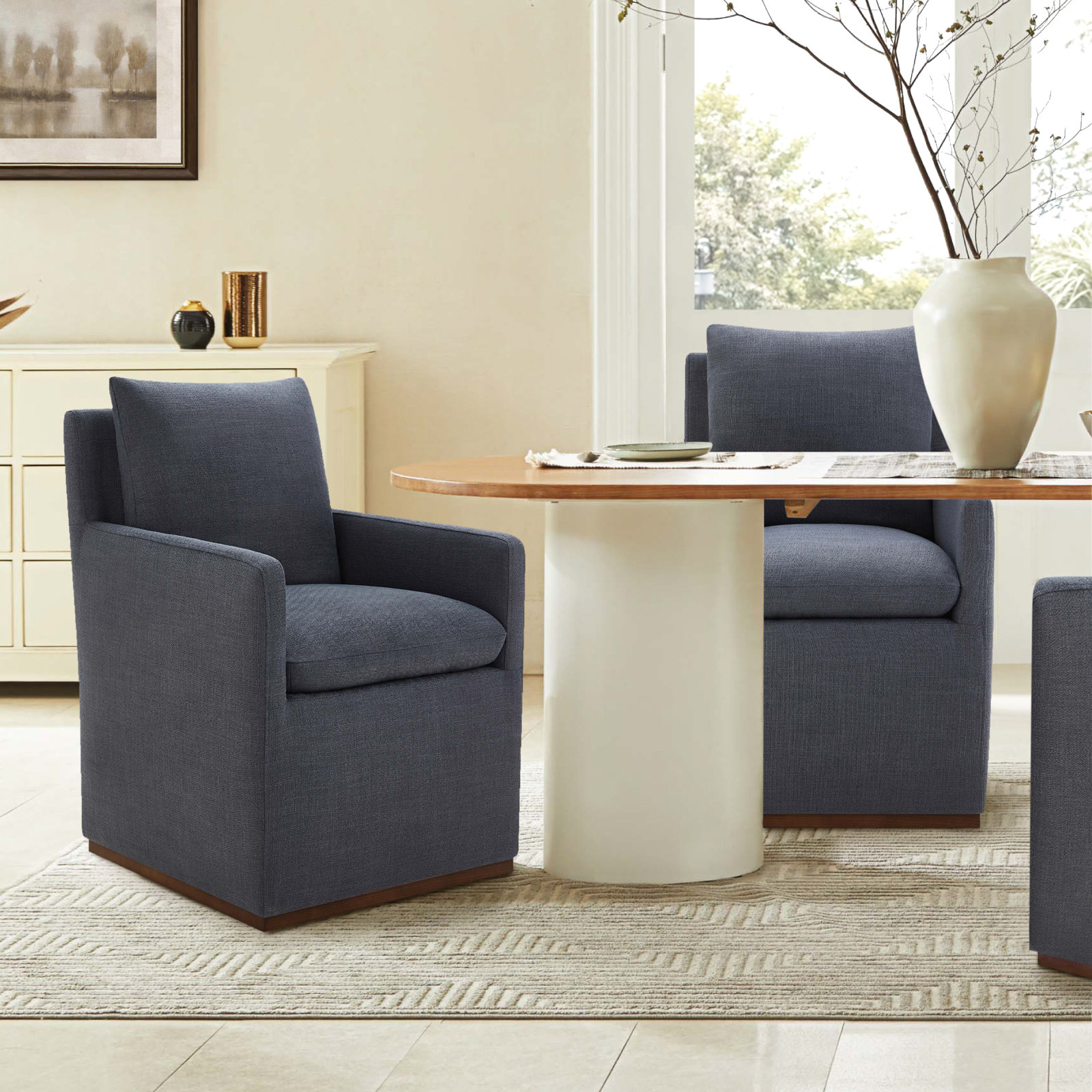 Bobbi Linen Armchair, Effie Indigo Performance Linen