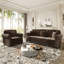 Canapé Chesterfield rembourré en velours avec garniture cloutée et accoudoirs roulés, canapé de style Mid-Century moderne capitonné, comprenant 1 repose-pieds-420347981