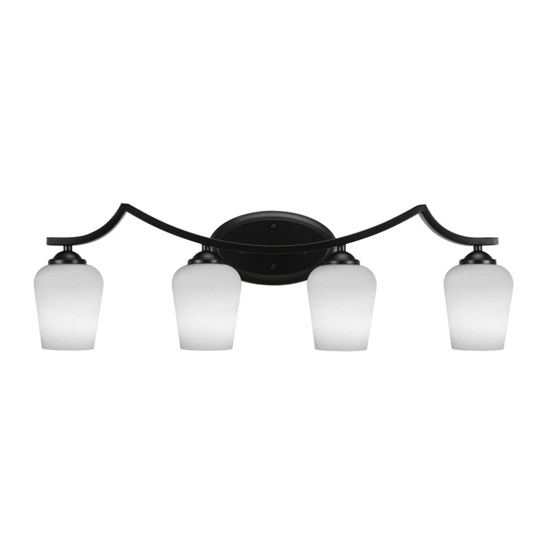 Barre d'éclairage de salle de bain 4 lumières Zilo, À bulles, Noir mat