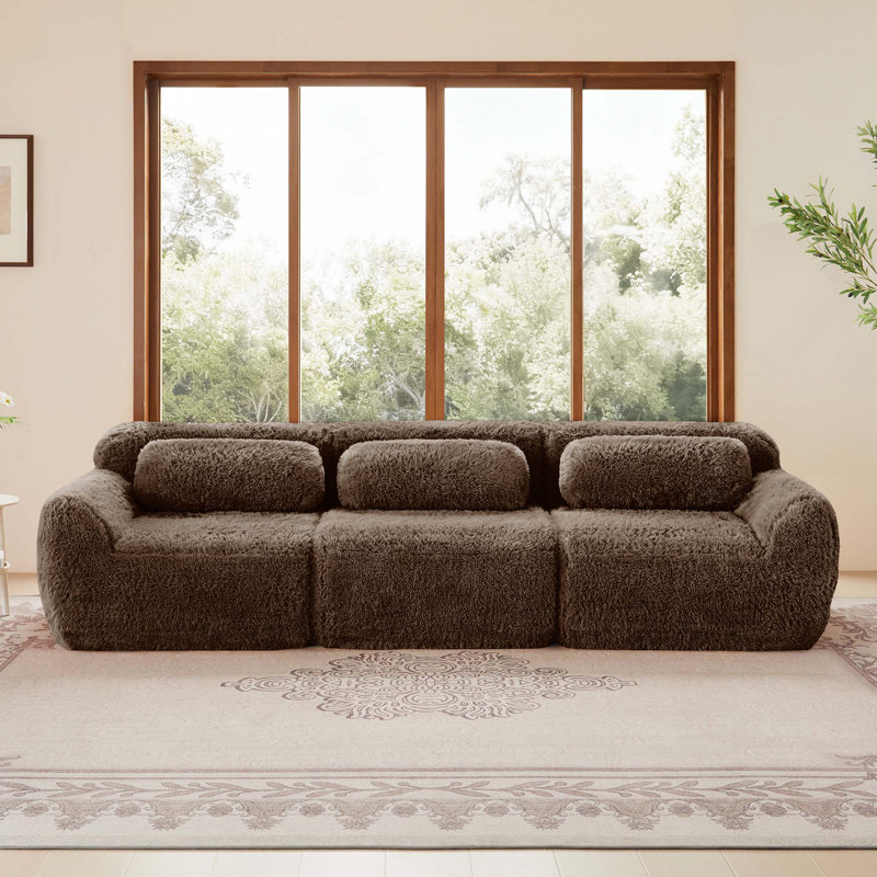 114"Modular Sectional Sofa Couches, Chocolate