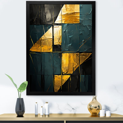 «Yellow Interlude Abstract Expressionism Teal», reproduction d'art sur toile
