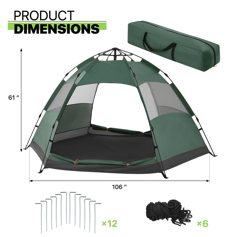 4-Person Waterproof Instant Camping Tent, Quick Setup Dome Tent with Double Layer Flysheet for Family Outdoor Adventures