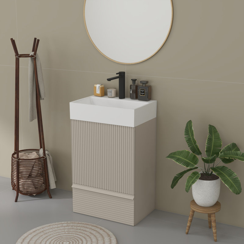 Meuble-lavabo autoportant de 20 po avec lavabo en céramique, Grey