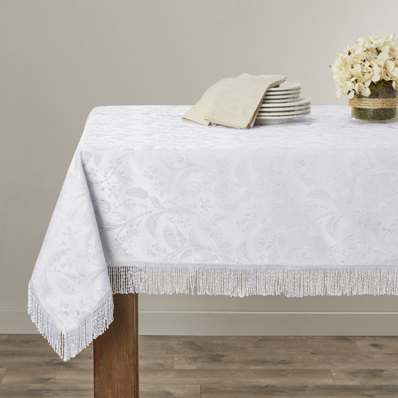 Nappe damassé design Rockport, l 120 po x L 60 po, Blanc