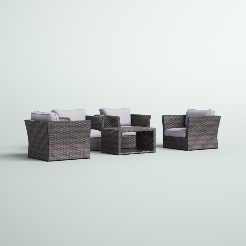 Ensemble de conversation pour 4 personnes avec coussins Anndale