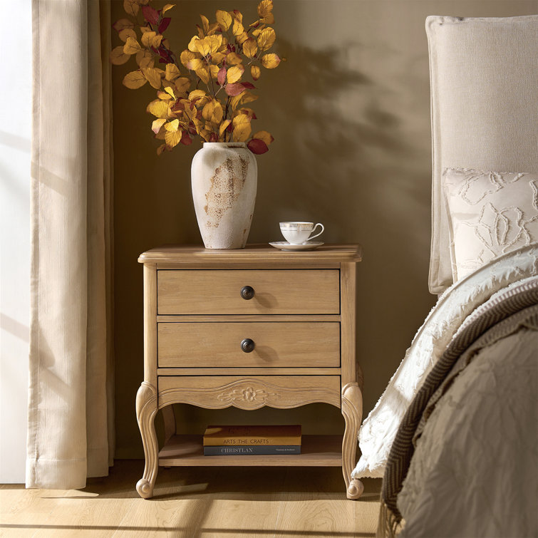 Evars Traditional 3-Drawer Fully Assembled Nightstand with Hidden Drawer and Built-In Power Outlet 