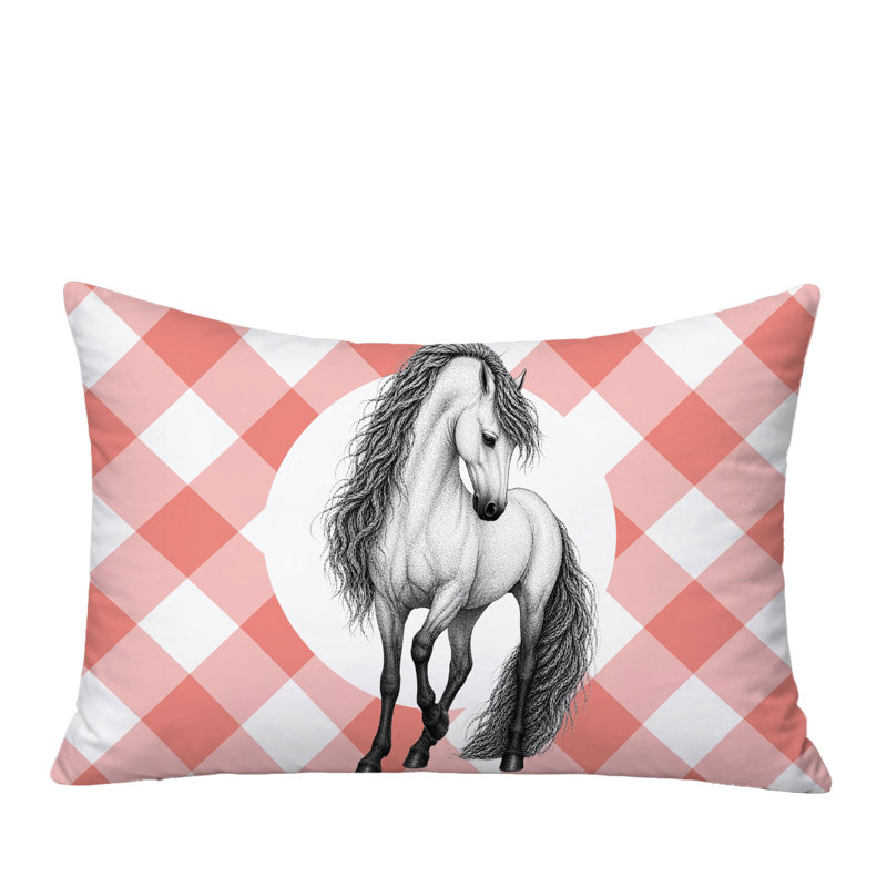 Coussin réversible Horse, 25 x 18, Peach