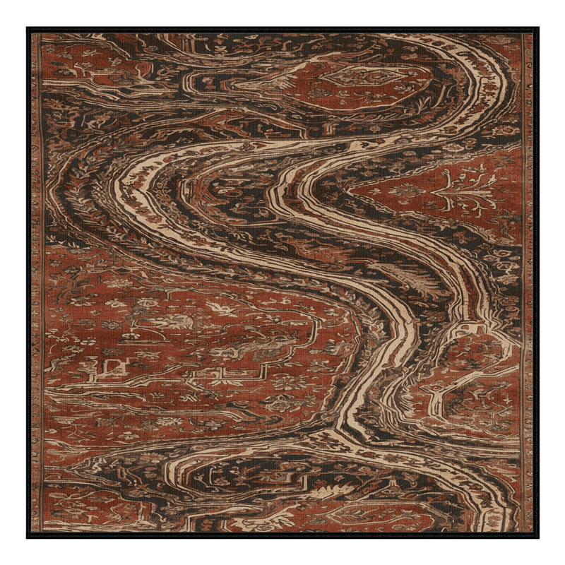 Machine Washable Turkish Brown Area Rug, Square 6'
