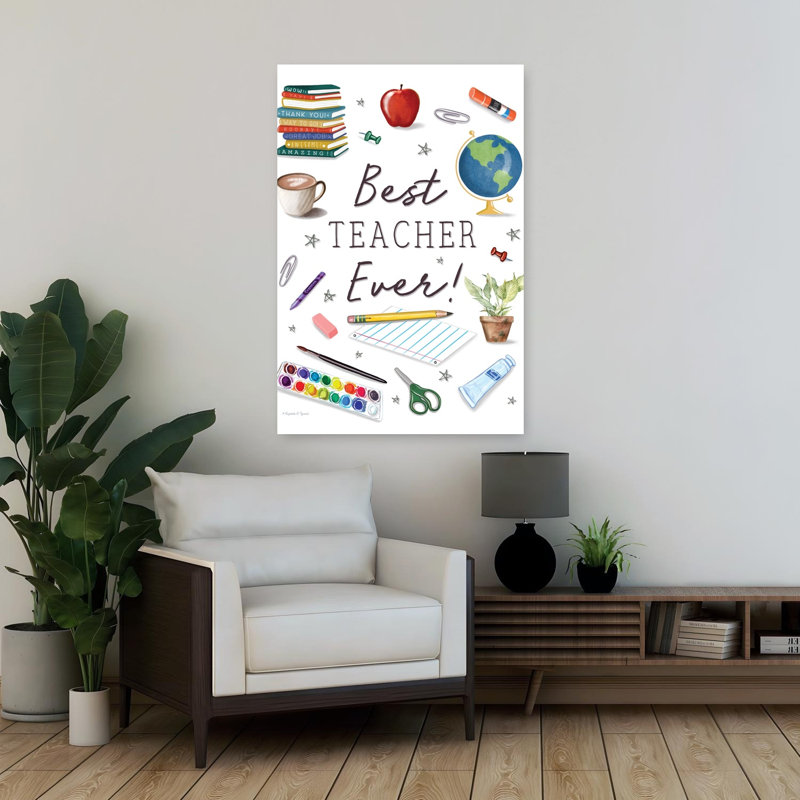 «Best Teacher Ever», art abstrait contemporain, H 36 po x l 24 po