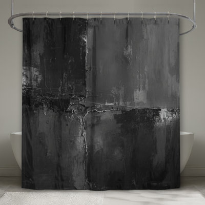 Monochrome Textured Abstract Shower Curtains Extra Long