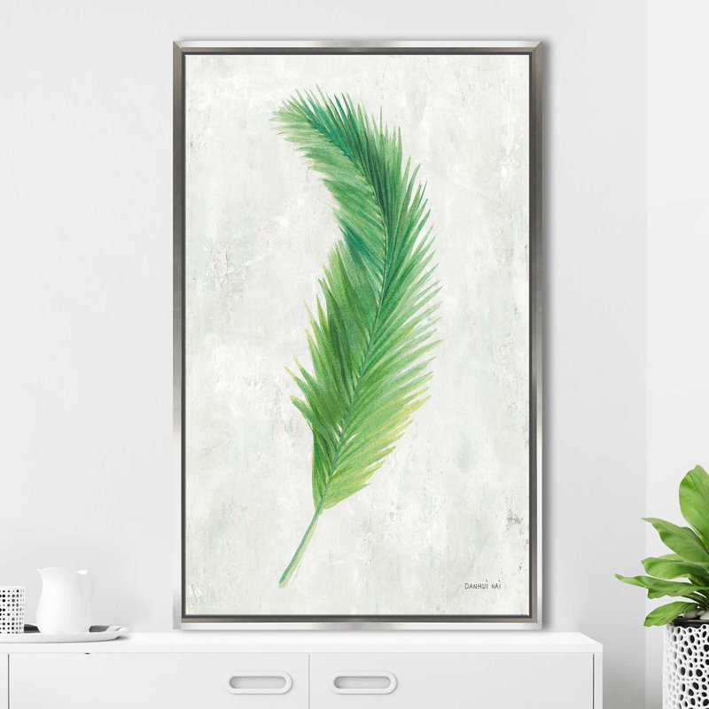 Palmiers des tropiques VI - peinture, H 63,5 po x l 39,5 po x P 2 po, Cadre flottant argent