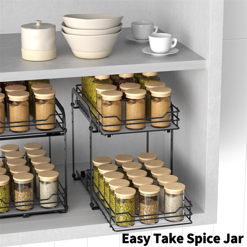 Spice Rack, Black, 23cm H x 18.2cm W x 26.4cm D