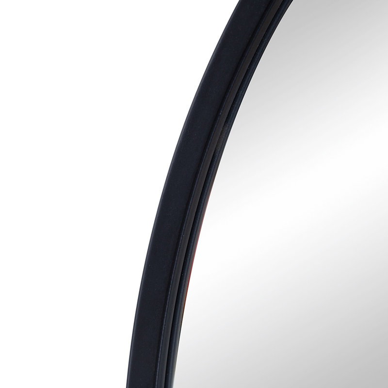 Miroir de vestibule arqué en métal noir 33 po x 31 po, Black