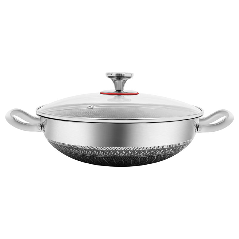 Poêle à frire 3,5 x 12,5 po en acier inoxydable avec couvercle