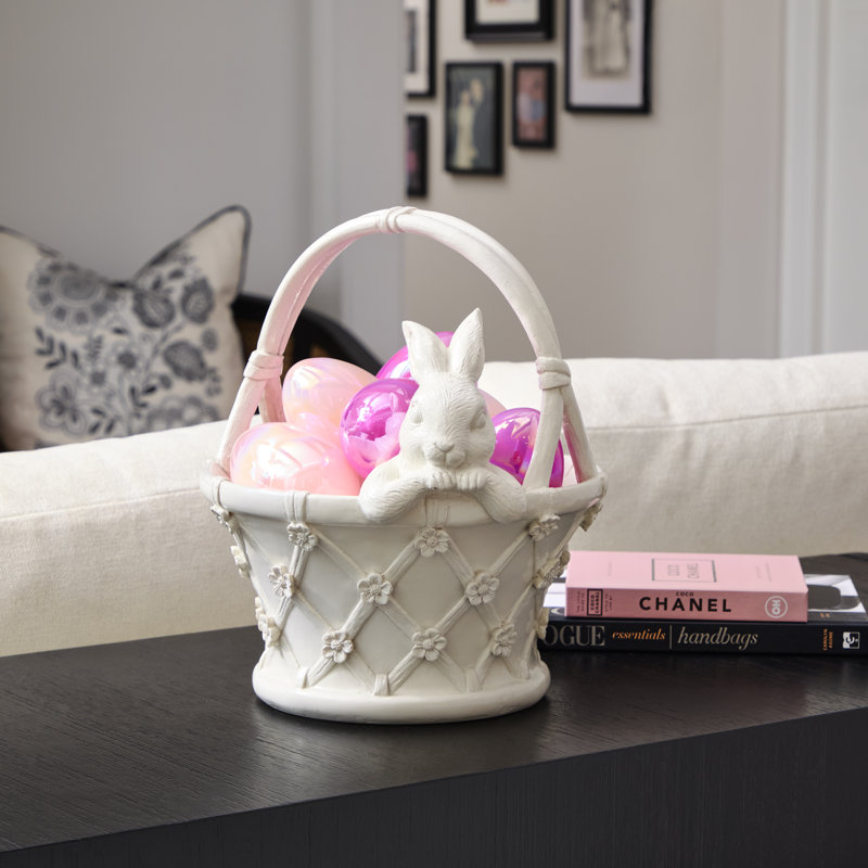 Panier floral en résine 11 "avec lapin
