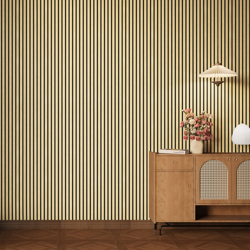 2 PCS 94"L x 24"W Acoustic Slat Wall Panels, Eco-Wood Look for Home/Office Wall & Ceiling (31.34 sq. ft.), White Oak