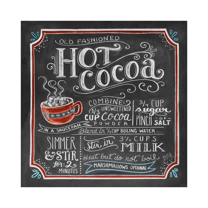 « Hot Cocoa recette » par Lily & Val-impression d’art textuel, Pas de tapis, Toile tendue, H 12 po x l 12 po x P 0,75 po
