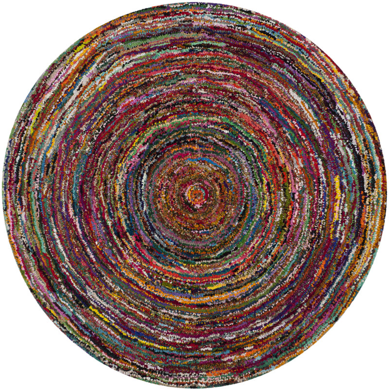 Anaheim Abstract Handmade Tufted Cotton Area Rug, Round 8'