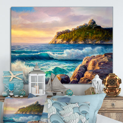 «Ocean Sunset And Waves III», reproduction sur toile flottante