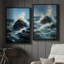 Art mural encadré, "Ocean Wave Rock", impressions murales abstraites pour chambre à coucher - 16 po x 24 po x 2 pièces-1686731287-1686731286