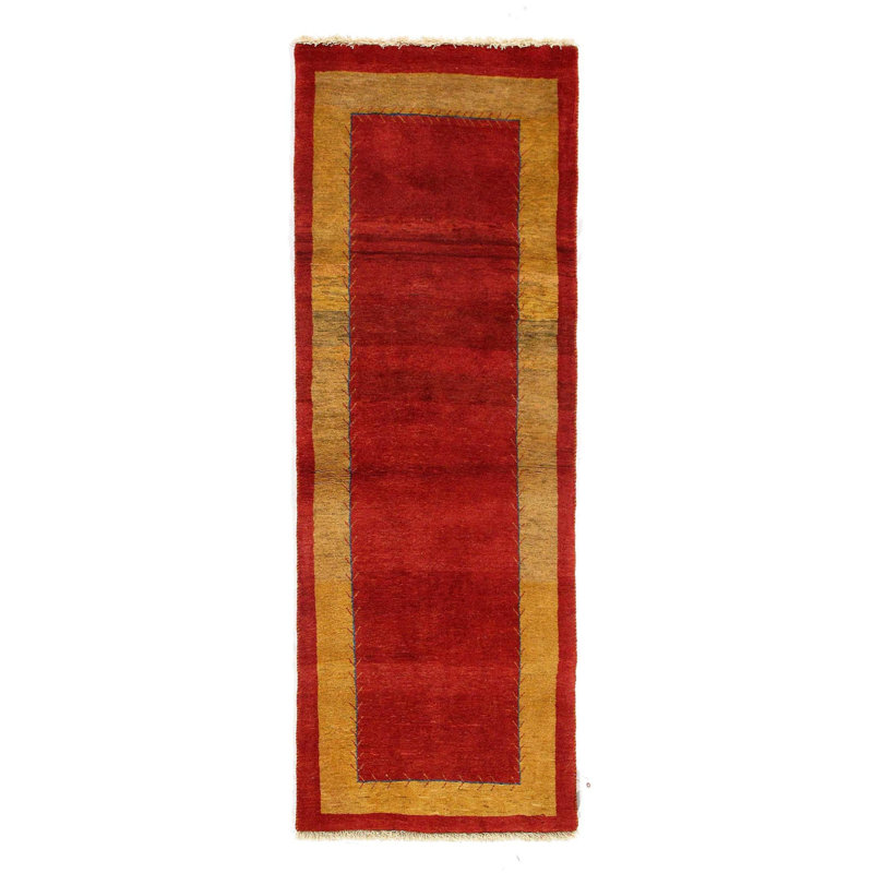 Tapis de couloir géométrique en laine et coton noué à la main à motif géométrique 2 pi 5 po x 7 pi 1 po
