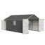 Remises durables en acier pour grand rangement, garage gris moderne avec fenêtres
