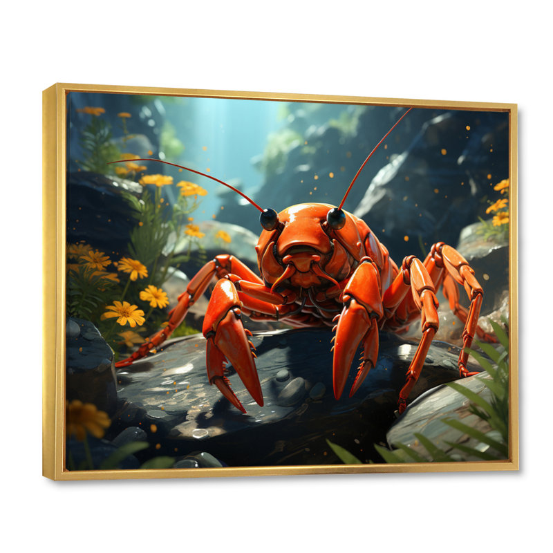 " Crayfish Crayfish Capers ", Gold Floater Framed, 12" H x 20" W x 1" D