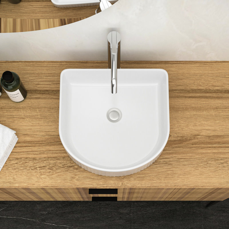 16.07"X13.66" Ceramic Vessel Bathroom Sink - Modern, White, Stain , Sophistication Bath Upgrade Choice