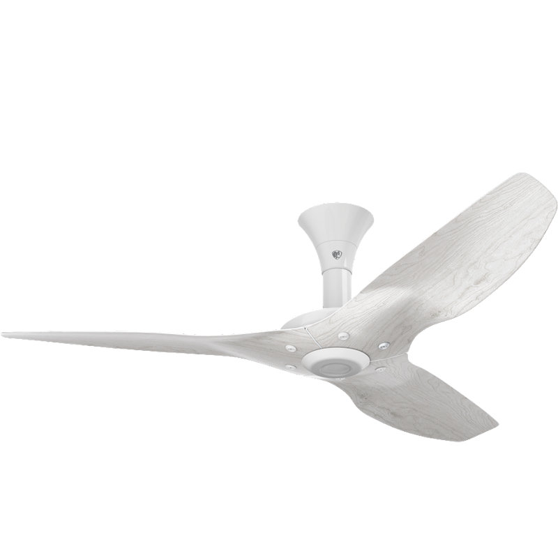 Haiku Smart Flush Mount Ceiling Fan, White with Driftwood Blades, 52 inches