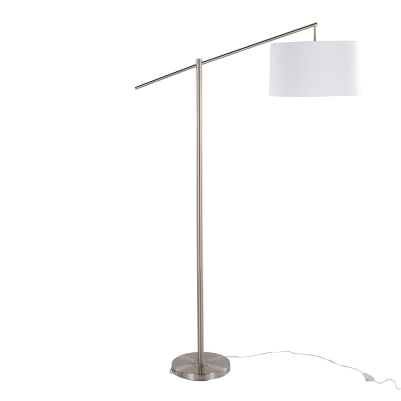 Contemporary Metal Floor Lamp, Brushed Nickel