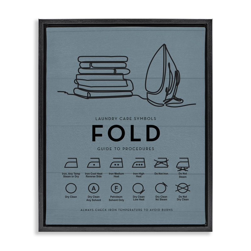 «Laundry Fold & Iron», art mural encadré sur toile flottante, Cadre flottant noir de jais, H 21 po x l 17 po