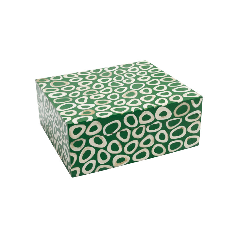 Ovoid Decorative Box, Green/White
