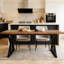Table de style avec plateau brun rétro, pieds en tréteaux noirs, 31,49 pouces de largeur, accessoires de cuisine en forme de X faciles à monter sur la base, assembler