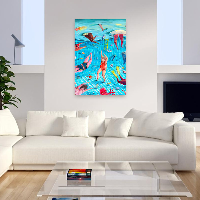 Art mural abstrait surréel, amusant et surréel, 48" H x 32" W