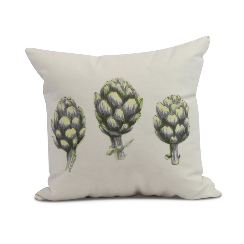 Housse et insert de coussin carré extérieur artichaut Farmers Market, 16 po x 1 po, Vert