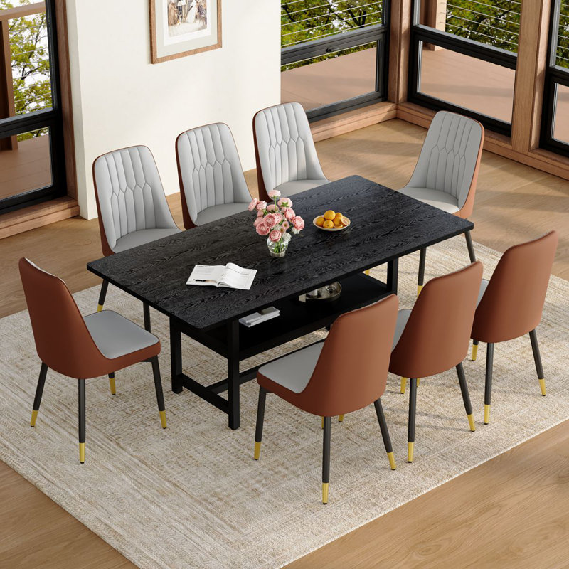 Ensemble de table de salle à manger moderne de 71 po - table de salle à manger en bois et chaises en similicuir, table de salle à manger élégante avec chaises pour la cuisine et l'espace repas
